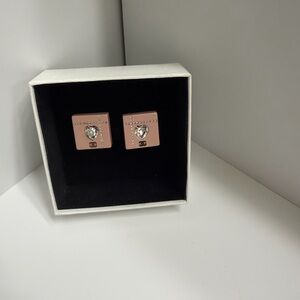 CHANEL Pink Resin and Crystal Earrings